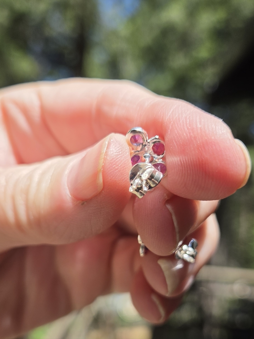 Amethyst Sterling Grape Cluster Earrings - Picture 9 of 9